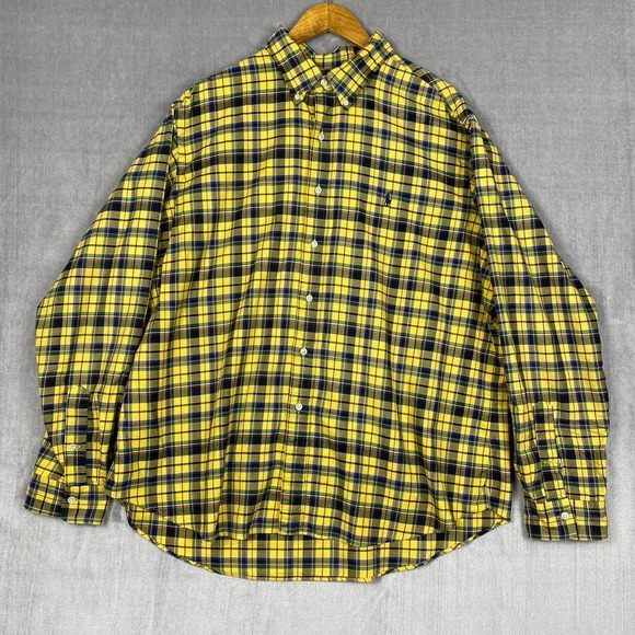 Ralph Lauren Other - Vtg 90s Ralph Lauren Button Down Mens XXL Yellow Plaid Custom Fit Preppy Cabin
